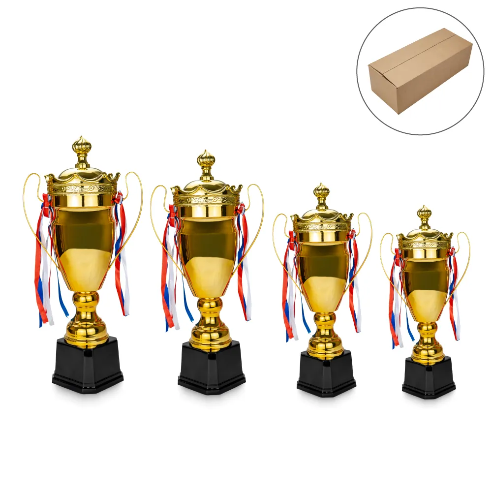 Gold Closed-Cup Trophy with Ribbons