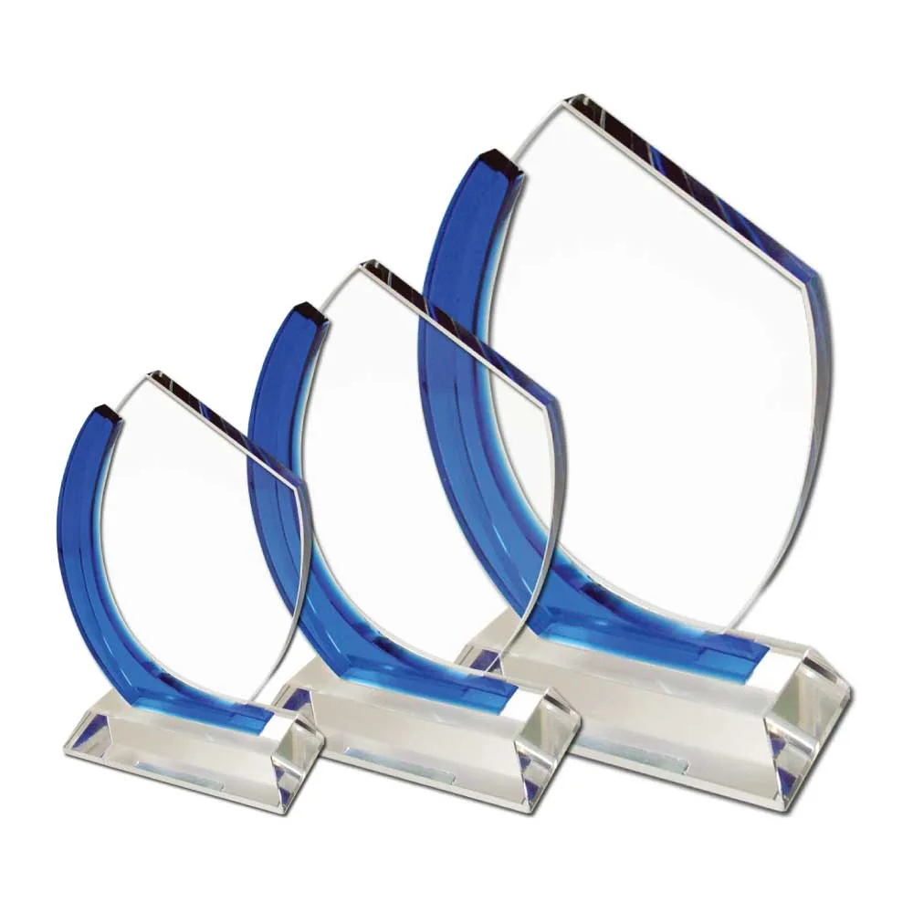 Curved Crystal Award with Blue Arc