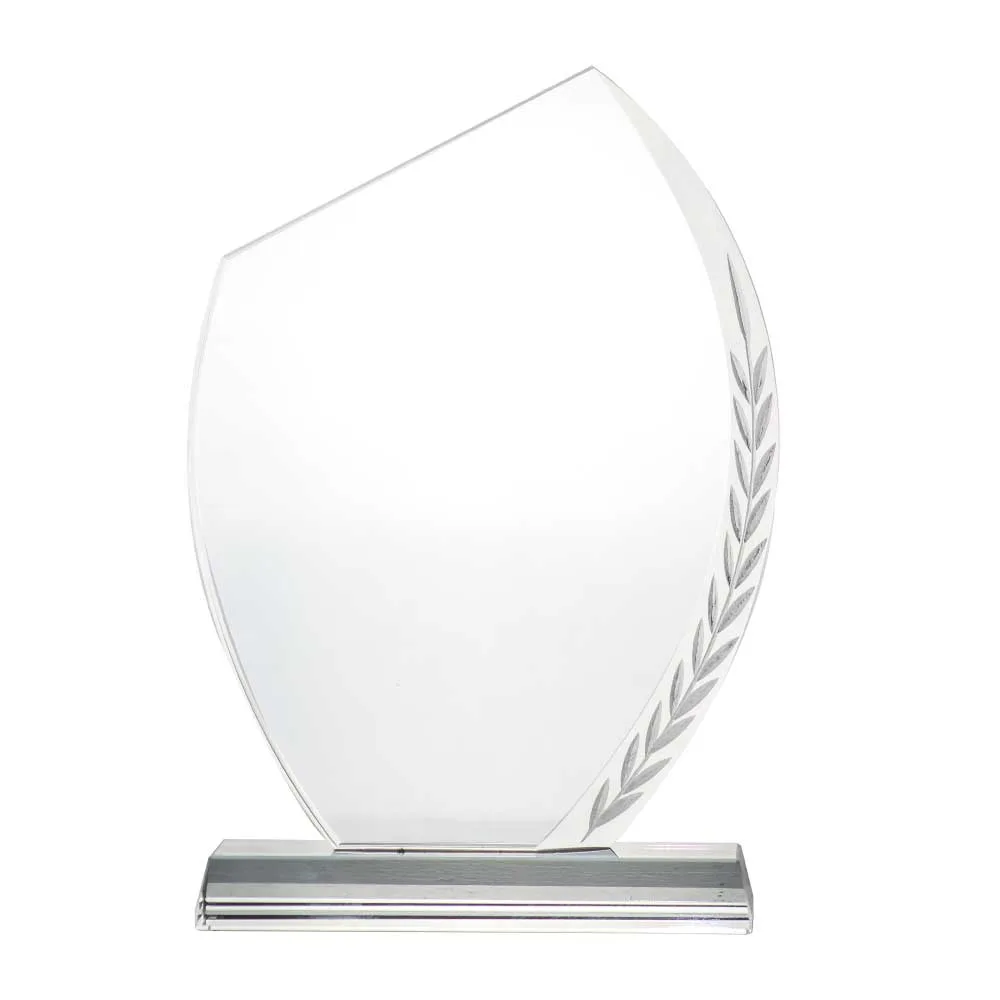 Curved Crystal Award with Leaf Border