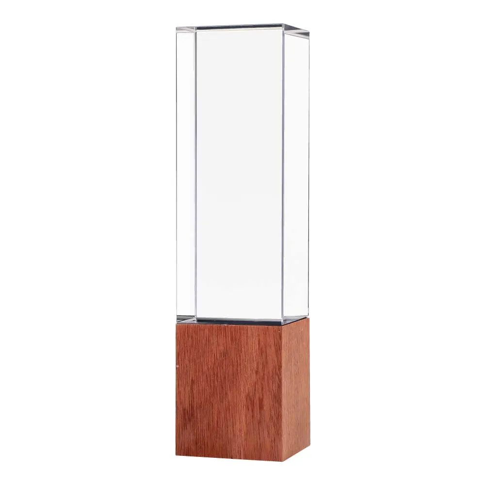 Cuboid Crystal Award on Wooden Base