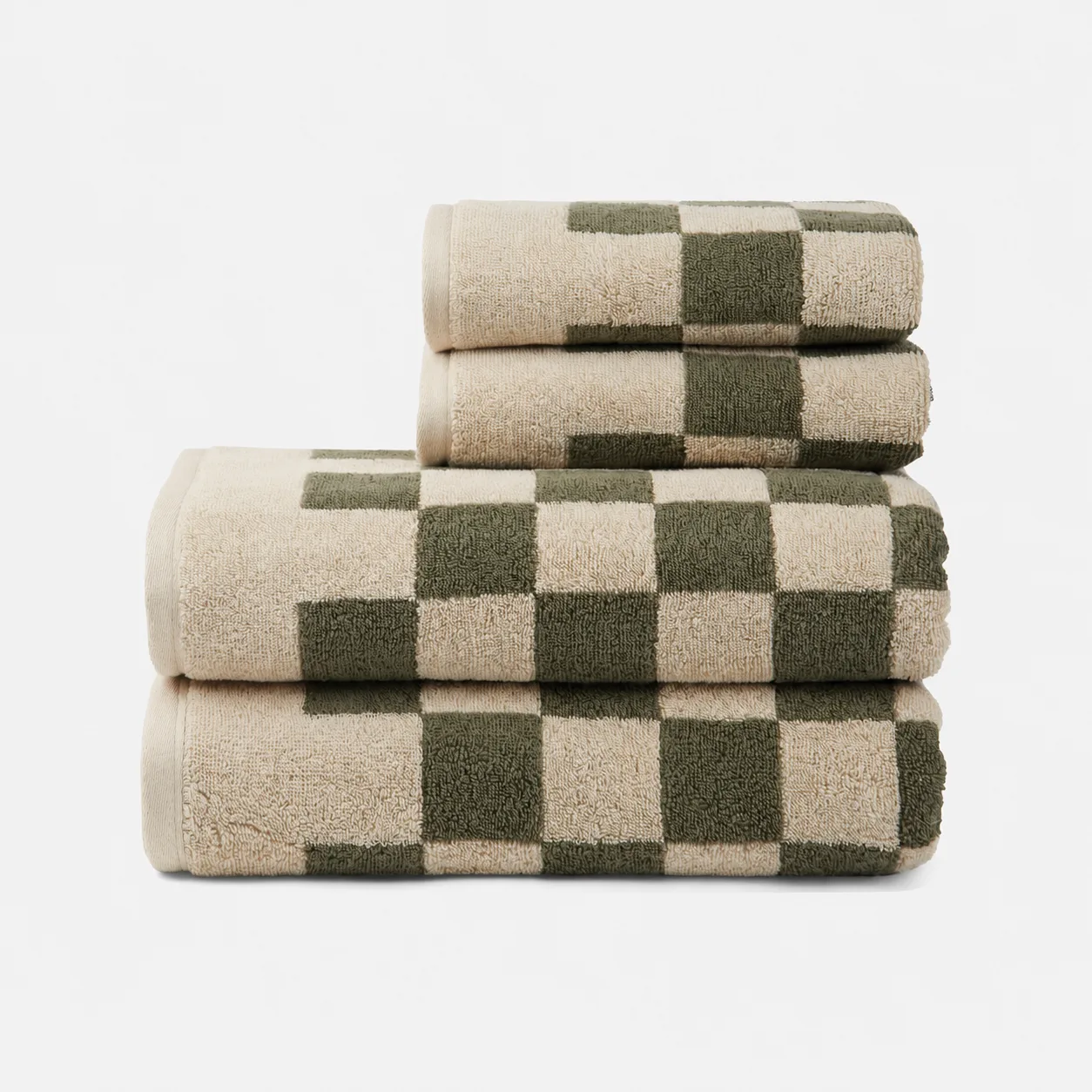4-Piece Checkerboard Organic Cotton Towel Set