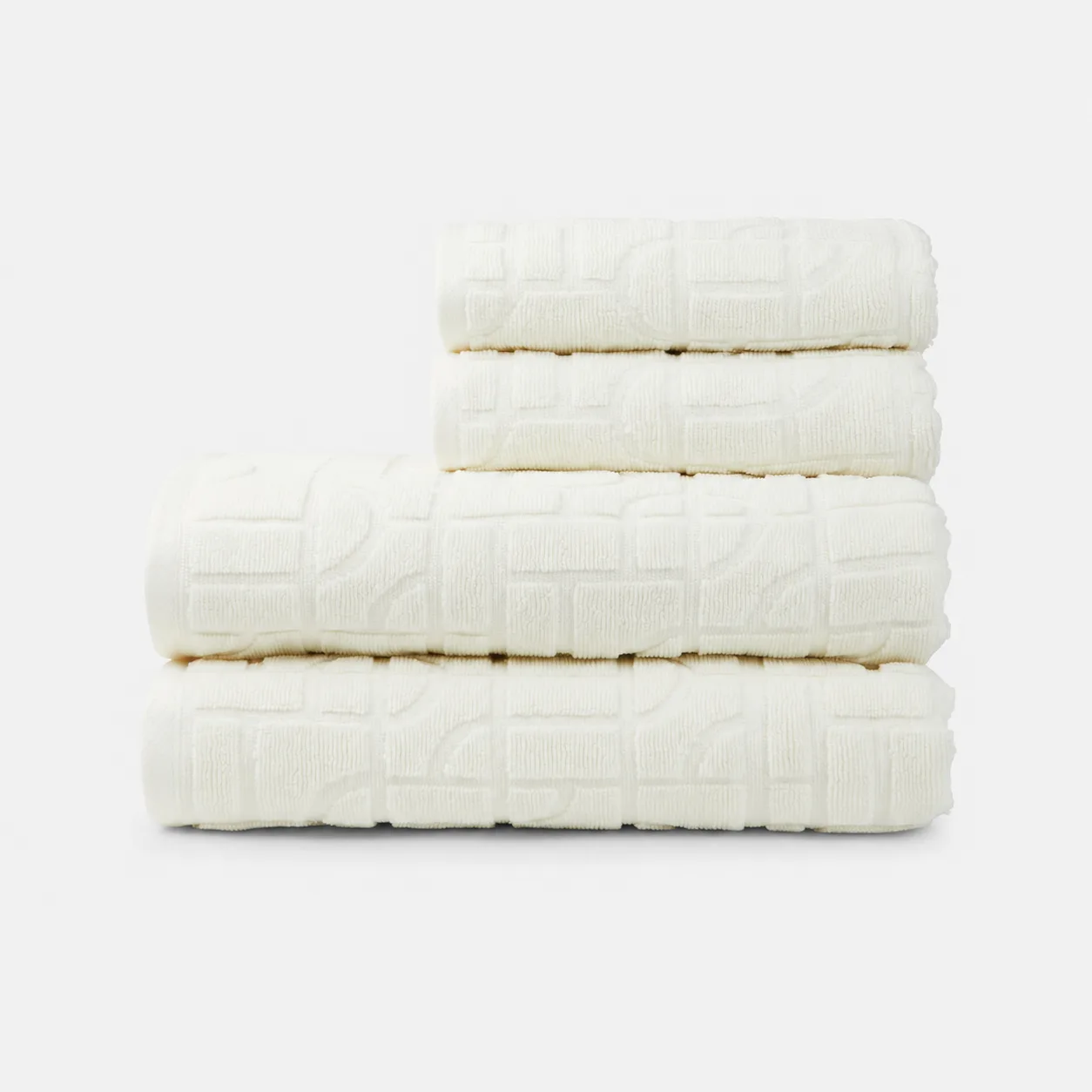4-Piece Geometric Organic Cotton Towel Set