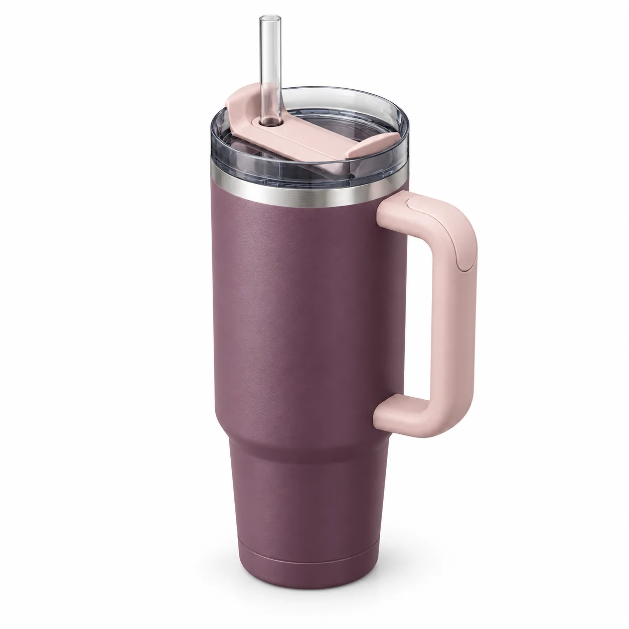 30 oz Insulated Tumbler with Handle and Straw